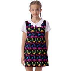 Rainbow Dinosaurs Kids  Asymmetric Collar Dress