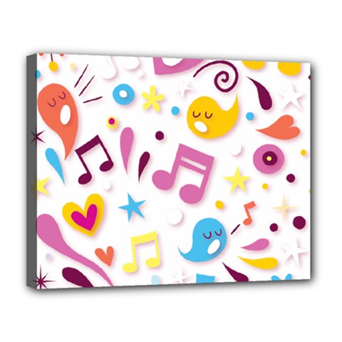 Love Cute Cartoon Seamless Shading Canvas 14  X 11  (stretched)