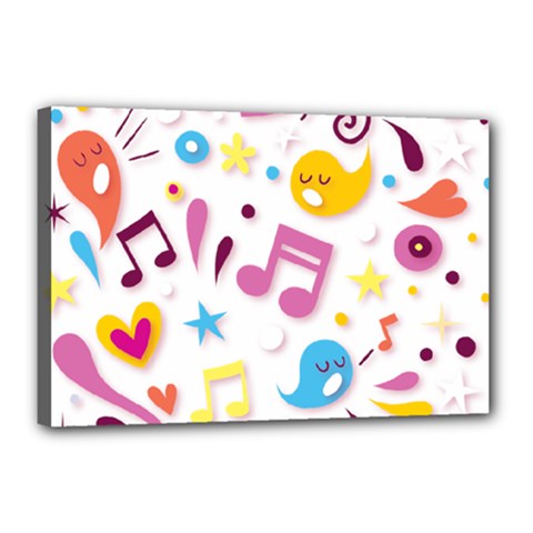 Love Cute Cartoon Seamless Shading Canvas 18  X 12  (stretched)