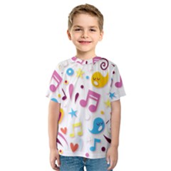 Love Cute Cartoon Seamless Shading Kids  Sport Mesh Tee