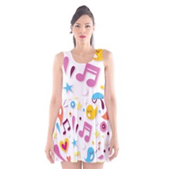 Love Cute Cartoon Seamless Shading Scoop Neck Skater Dress