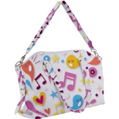 Love Cute Cartoon Seamless Shading Canvas Crossbody Bag