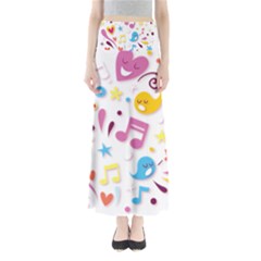 Love Cute Cartoon Seamless Shading Full Length Maxi Skirt