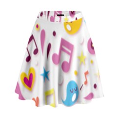 Love Cute Cartoon Seamless Shading High Waist Skirt