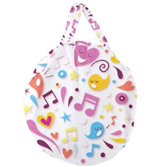 Love Cute Cartoon Seamless Shading Giant Round Zipper Tote