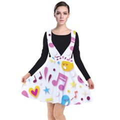 Love Cute Cartoon Seamless Shading Plunge Pinafore Dress