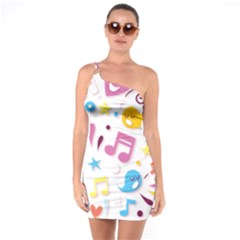 Love Cute Cartoon Seamless Shading One Soulder Bodycon Dress