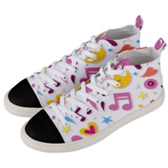 Love Cute Cartoon Seamless Shading Men s Mid-top Canvas Sneakers