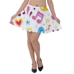 Love Cute Cartoon Seamless Shading Velvet Skater Skirt