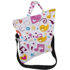 Love Cute Cartoon Seamless Shading Fold Over Handle Tote Bag