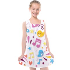 Love Cute Cartoon Seamless Shading Kids  Cross Back Dress