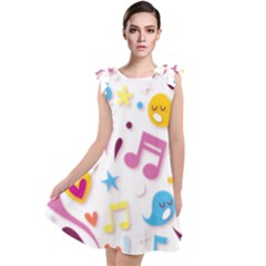 Love Cute Cartoon Seamless Shading Tie Up Tunic Dress