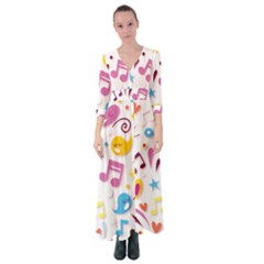 Love Cute Cartoon Seamless Shading Button Up Maxi Dress by Jancukart