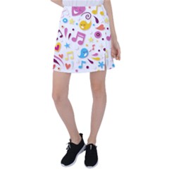 Love Cute Cartoon Seamless Shading Tennis Skirt by Jancukart