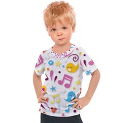 Love Cute Cartoon Seamless Shading Kids  Sports Tee