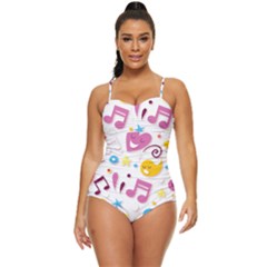 Love Cute Cartoon Seamless Shading Retro Full Coverage Swimsuit by Jancukart