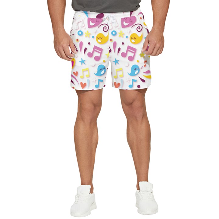 Love Cute Cartoon Seamless Shading Men s Runner Shorts