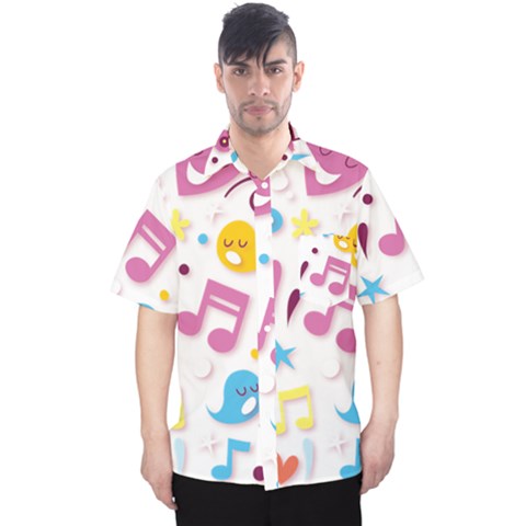 Love Cute Cartoon Seamless Shading Men s Hawaii Shirt by Jancukart