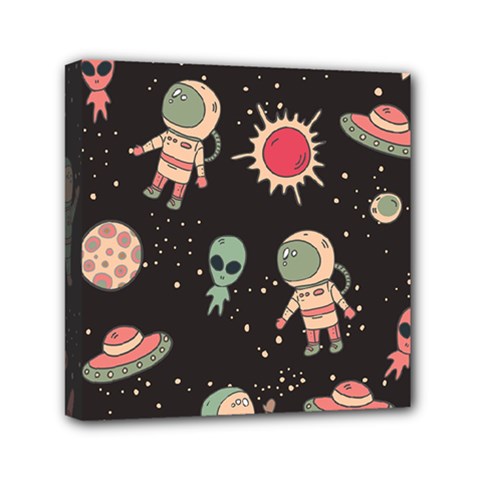 Space Pattern Cartoon Mini Canvas 6  X 6  (stretched) by Jancukart