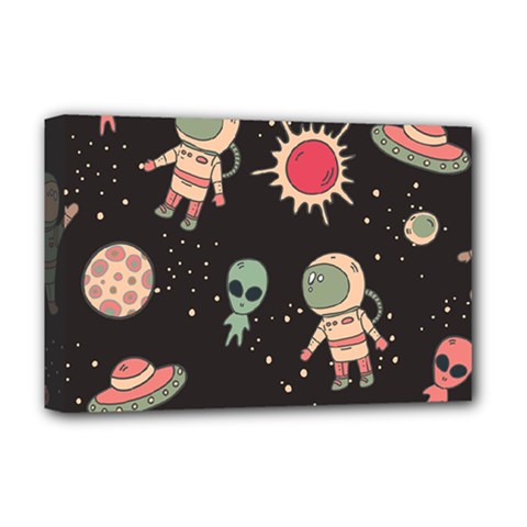 Space Pattern Cartoon Deluxe Canvas 18  X 12  (stretched)