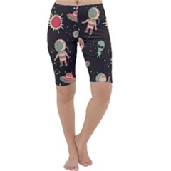 Space Pattern Cartoon Cropped Leggings  by Jancukart