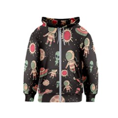 Space Pattern Cartoon Kids  Zipper Hoodie