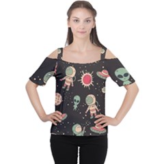 Space Pattern Cartoon Cutout Shoulder Tee