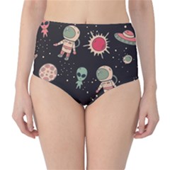 Space Pattern Cartoon Classic High-waist Bikini Bottoms by Jancukart