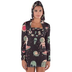 Space Pattern Cartoon Long Sleeve Hooded T-shirt