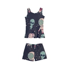 Space Pattern Cartoon Kids  Boyleg Swimsuit by Jancukart