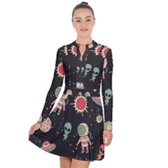 Space Pattern Cartoon Long Sleeve Panel Dress