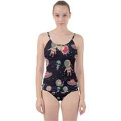 Space Pattern Cartoon Cut Out Top Tankini Set