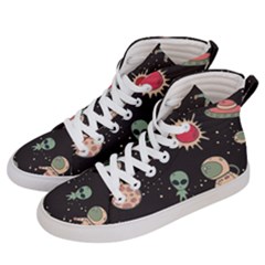 Space Pattern Cartoon Men s Hi-top Skate Sneakers by Jancukart