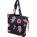 Space Pattern Cartoon Drawstring Tote Bag View1