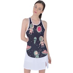 Space Pattern Cartoon Racer Back Mesh Tank Top