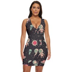 Space Pattern Cartoon Draped Bodycon Dress