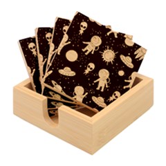 Space Pattern Cartoon Bamboo Coaster Set