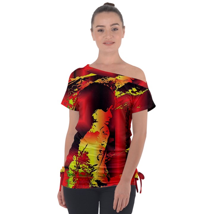 Red Light II Off Shoulder Tie-Up Tee