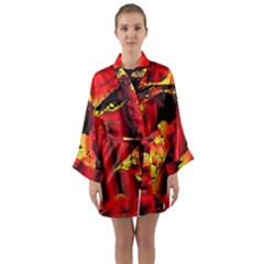 Red Light Ii Long Sleeve Satin Kimono by MRNStudios