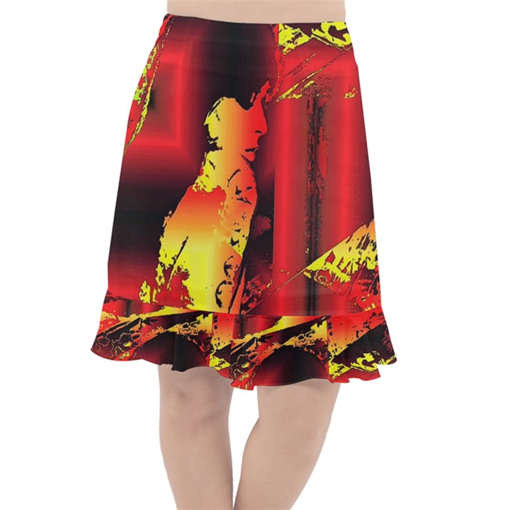 Red Light II Fishtail Chiffon Skirt