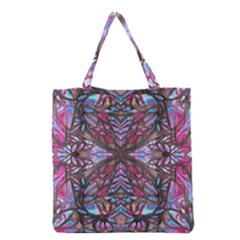 Charcoal Pink Repeats Iv Grocery Tote Bag by kaleidomarblingart