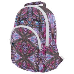 Charcoal Pink Repeats Iv Rounded Multi Pocket Backpack by kaleidomarblingart