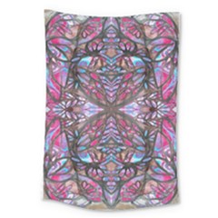 Charcoal Pink Repeats Iv Large Tapestry by kaleidomarblingart