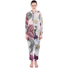 Roses Vintage Pattern Hooded Jumpsuit (ladies)