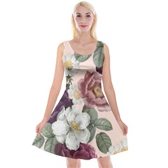 Roses Vintage Pattern Reversible Velvet Sleeveless Dress