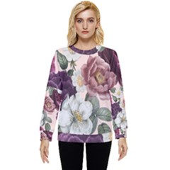 Roses Vintage Pattern Hidden Pocket Sweatshirt