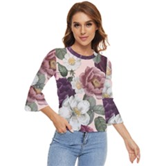 Roses Vintage Pattern Bell Sleeve Top