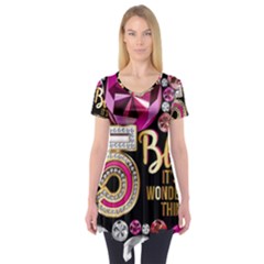 Pop Socket - Gemz Short Sleeve Tunic  by KzFashionShop