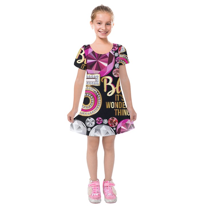 Pop Socket - Gemz Kids  Short Sleeve Velvet Dress