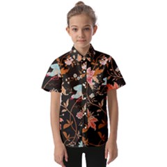 Vintage Floral Pattern Kids  Short Sleeve Shirt